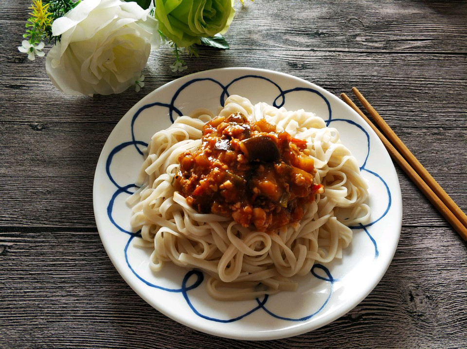 茄子肉末打卤面的做法